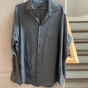 Peter Millar Summer Comfort Shirt Mens Blue Long Sleeve Performance Button Up